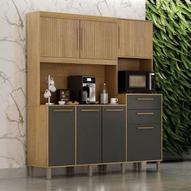 Imagem de Armário De Cozinha 7 Portas 2 Gavetas Quartzo Valdemóveis Cinamomo/grafite