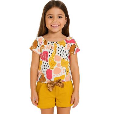 Imagem de Conjunto Infantil Menina Blusa e Shorts Algodão Kyly-Feminino