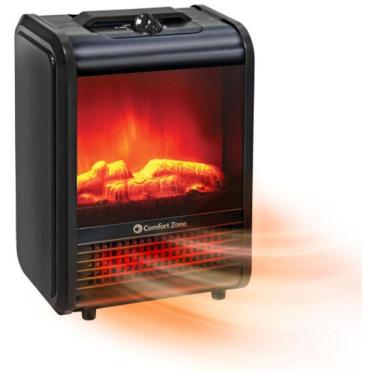Imagem de Aquecedor Elétrico Portátil CZFP1 com Chama 3D, 1200W, 110v, CCC COMFORT ZONE CZFP1BK, Preto