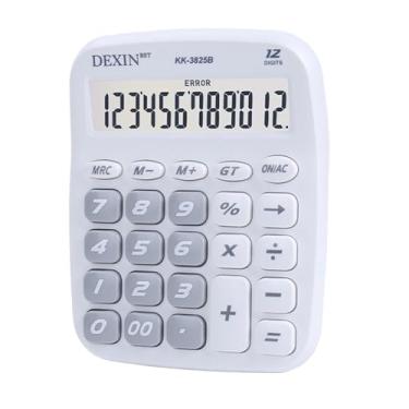 Imagem de Calculadora fofa 12 dígitos LCD LCD Exibir Big Button Candy Candy Desktop Calculator Adequado para a escola de escritório para crianças contador de estudantes (Branco)