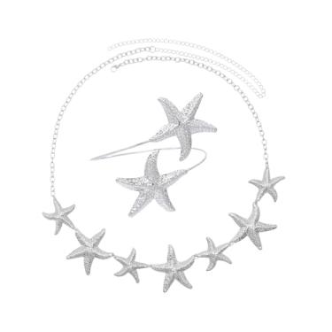 Imagem de Anel europeu e americano moderno e moderno de estrela do mar prata dourada corrente de braço estilo férias praia sexy biquíni liga de umbigo corrente de braço conjunto de moda combinando, Medium