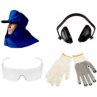Imagem de Kit EPI Luva + Touca Árabe c/ Boné + Óculos + Protetor Auditivo - Gené