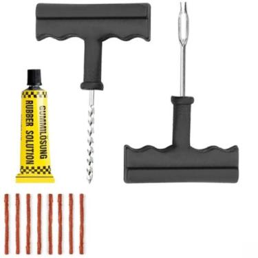 Imagem de Kit Reparo de Pneu Sem Câmara C/Chaves Carro e Moto + 15 Refil Macarrã