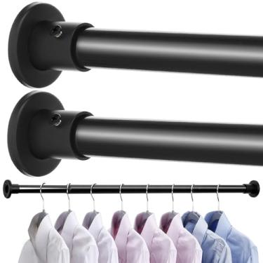 Imagem de Varas de armário para pendurar roupas, varetas ajustáveis de 45,7 a 248 cm, postes de armário fáceis de instalar para pendurar roupas, roupas de guarda-roupas, perfeitas para organizador de armário