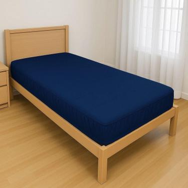 Imagem de Capa Protetora Impermeável Colchão Lençol Elástico Solteiro 88x188x20cm - Azul Marinho