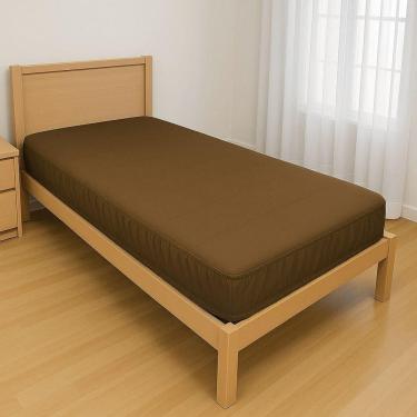 Imagem de Capa Protetora Impermeável Hospitalar P/ Colchão Lençol Elástico Solteiro 88x188x20cm - Marrom