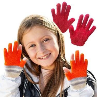 Imagem de Kit 2 Luvas Infantil 3 a 6 anos: 1 Par Comum + 1 Par Sem os Dedos Pole