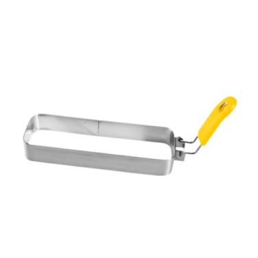 Imagem de IEUDNS Anel de ovo retangular para frigideira, anel de omelete para muffin com alça para sanduíche de café da manhã, modelo de panqueca, modelo de cozimento, Alça Amarela