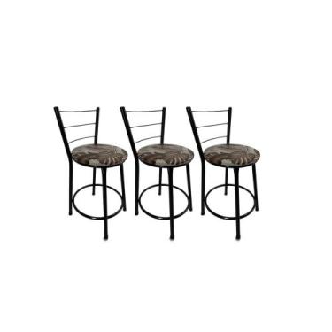 Imagem de Kit 3 Banqueta Balcão Baixa Preto Bar Gourmet Cozinha Lazer Área - For