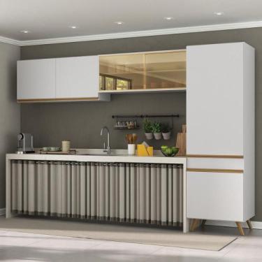 Imagem de Armário Cozinha Modulada Compacta com Vidros 302cm 3 Peças Veneza Mult