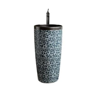 Imagem de Lavatório autônomo de cerâmica pia de banheiro varanda uma peça pia de coluna com torneira e ralo