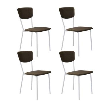 Imagem de Cadeira Vintage Retrô Fixa C-4 Pés 425 X 505 X 830 Mm C-4 Un. Pés Brancos. Vld.sand Veludo Sand