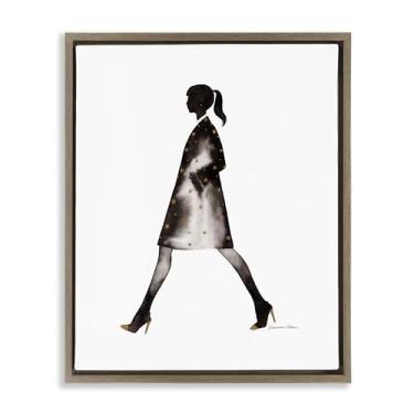 Imagem de Stupell Industries Arte de parede em tela flutuante emoldurada marrom com silhueta de casaco preto por Simone Elum, 78 x 63 cm