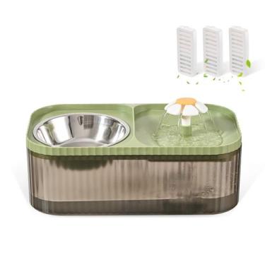 Imagem de Fonte de água e tigela de comida para gatos JEERAMIA 3L com 3 filtros