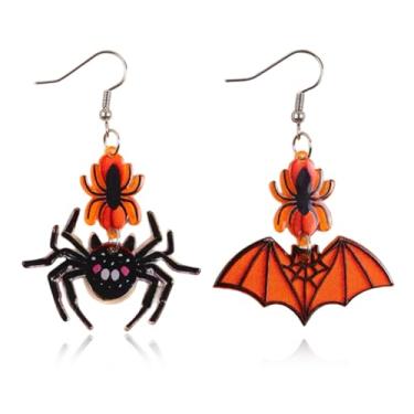 Imagem de YasiIm Brincos de Halloween feitos à mão em acrílico com espiral, fantasma, gótico, engraçado, animal, fantasma, gancho, para mulheres, Large, Metal Acrílico, Sem pedra preciosa