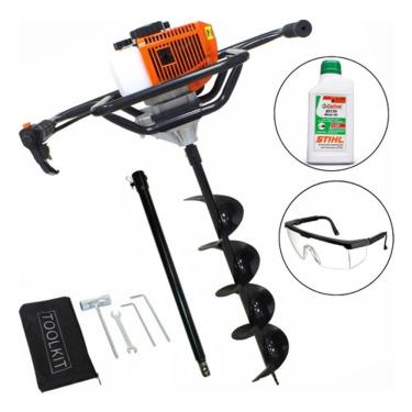 Imagem de Perfurador De Solo Gasolina Vulcan Vps520s + Oleo 2T Stihl + Extensão 60cm + Óculos