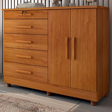 Imagem de Cômoda Firenze 2 Portas 5 Gavetas Cinamomo - Pnr Móveis