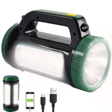 Imagem de Holofote de holofote LED, lanterna solar recarregável, super brilhante, 10.000 lm, holofote de LED, lanterna de acampamento multifuncional, luz de trabalho, 6 modos de iluminação, à prova d'água