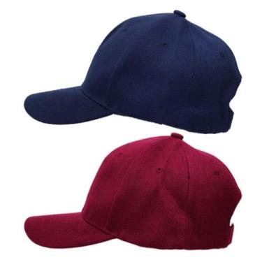 Imagem de Kit Boné 2 Unidades Ajustável Aba Curva Adulto Unissex Simples Azul e 