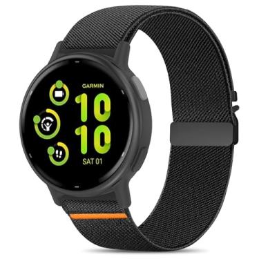 Imagem de Sunnyson Pulseiras elásticas de 20 mm compatíveis com Garmin Vivoactive 5/6/Forerunner 55/165, pulseira de relógio de nylon macio elástico para paraquedas para Venu Sq/Sq 2/2 Plus, mulheres e homens