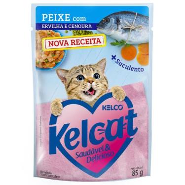 Imagem de Sachê Ração Úmida Kelcat Sabor Peixe Com Ervilha e Cenoura 85g - Keldo