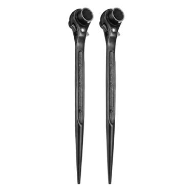 Imagem de HARFINGTON 2 peças de chave catraca para andaimes 13 mm x 17 mm CR-V 12 pontos soquete de extremidade dupla catraca para andaime spud ferramenta para reparo de automóveis manutenção mecânica, preto