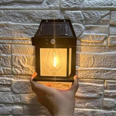 Imagem de Luminária LED com Sensor Automático Recarregável USB e Solar – Luz de Parede Externa