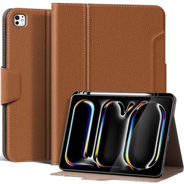 Imagem de XFYKJIN Capa para iPad Pro de 13 polegadas (M4) versão 2024, capa fólio de couro premium com despertar/hibernar automaticamente, suporte para Apple Pencil, suporte multiângulo e fecho de fivela seguro