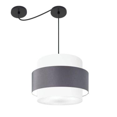 Imagem de Lustre Sala De Jantar Com Desvio Vivare Md-4398 Cúpula Em Tecido 45cm Branco-cinza-escuro-branco 127/220v