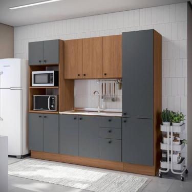 Imagem de Cozinha Modulada Pixel Kappesberg 100% Mdp Canela-cinza Sagrado-canela 240cm