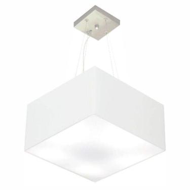 Imagem de Lustre Pendente Quadrado Vivare Md-4197 Cúpula Em Tecido 25/45x45cm - Bivolt Branco 127/220v