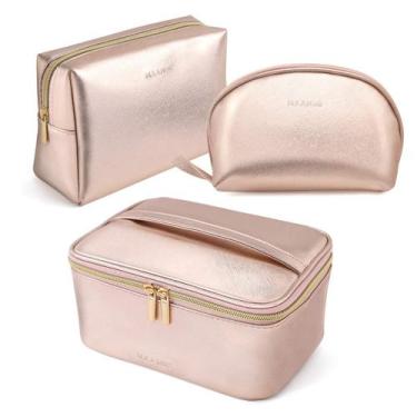 Imagem de Conjunto de bolsas de maquiagem MAANGE Portable Travel Waterproof Rose