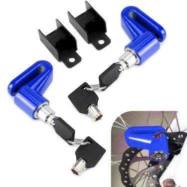Imagem de MOXRUQ 2 peças de trava de freio a disco de motocicleta, trava de bicicleta resistente com chaves, trava de disco de roda de segurança antifurto, universal para motocicletas e scooter (azul)