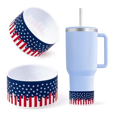 Imagem de R HORSE American Drip Bota de silicone para Stanley Cup - Pacote com 2 capas protetoras antideslizantes para Dia dos Veteranos Adequado para Quencher Tumbler 30/1,134 g Hydro Flask IceFlow Flip