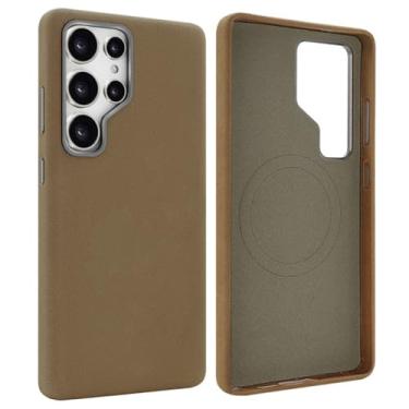 Imagem de Capa magnética de couro com suporte giratório 360 para Samsung S24 S25 Ultra, capa de carregamento sem fio (para Galaxy S25 Ultra/marrom escuro A)