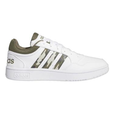 Imagem de adidas Originals Hoops 3.0 Low Tênis masculino, Branco/verde-oliva Strata/cinza, 6.5