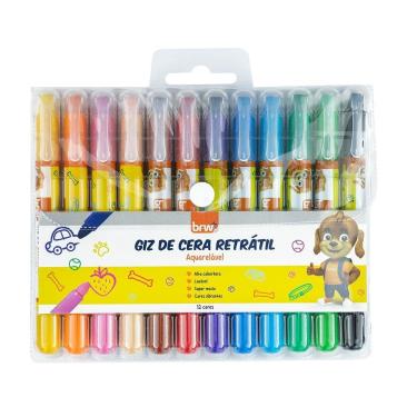 Imagem de Giz de cera retrátil aquarelável 12 cores - BRW