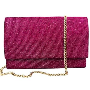 Imagem de Bolsa Festa Elegante, Clutch com Corrente Dourada, Preta e Prata, 17x10x6 cm, para Casamentos, Formaturas, Eventos (Vermelho)