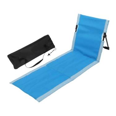 Imagem de Zxpjkyu Assento de Chão Dobrável com Encosto para Camping, Leve, Prático E Confortável, Cadeira de Chão Dobrável para Banhos de Sol No Terraço, Pesca E, Azul Escuro
