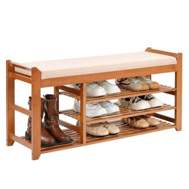 Imagem de PETKABOO Sapateira com almofada de 100 cm, sapateira para entrada da porta da frente, banco de sapatos com armazenamento para entrada, corredor, quarto, sala de estar
