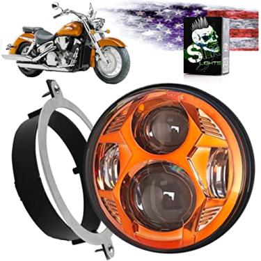 Imagem de Lâmpada de LED redonda para projetor de luz de dia SLK-Alfândega VTX de 5,75 polegadas com suporte e ferragens – fácil de instalar, Plug and Play, compatível com farol de motocicleta Honda VTX 1300, VTX 1800SLK-Customs laranja 0