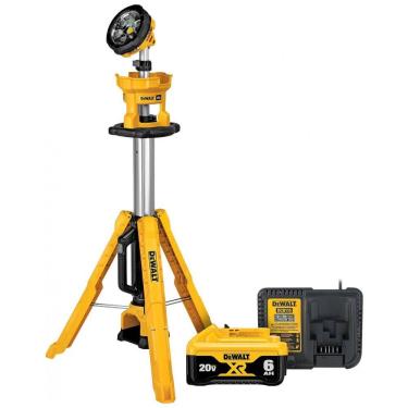 Imagem de Lanterna Luz de Trabalho LED 20V MAX com Suporte e Bateria, DEWALT DCL079R1, Amarelo