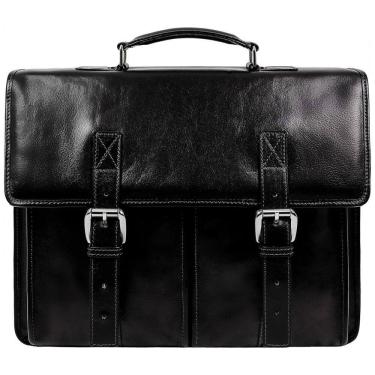 Imagem de Bolsa Maleta Time Resistance de Couro Masculina para Laptop , Preta