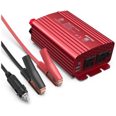 Imagem de Inversor de Potência 500W 12V Para AC 2 Tomadas, USB, 110v, BESTEK 13, Vermelho