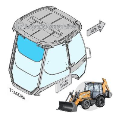 Imagem de Vidro Temperado Vigia Traseiro Superior para Retroescavadeira Case 580