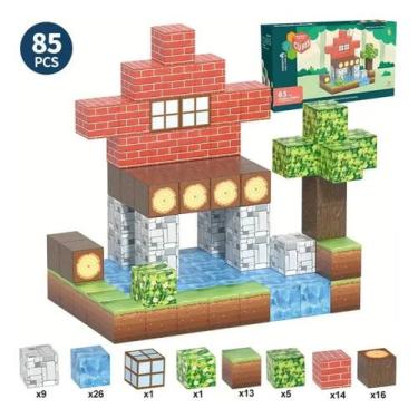 Imagem de Blocos Magnéticos Construção Brinquedo Educativo 85 Peças. - Miki Toy