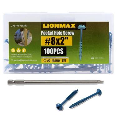 Imagem de Parafusos de bolso LIONMAX 5 cm 100 unidades revestidos de azul 8 x 5 