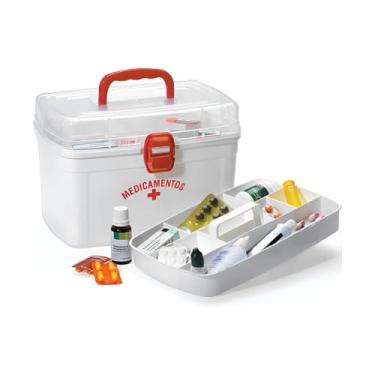 Imagem de Maleta Frasqueira Caixa De Medicamentos Remédios Primeiros Socorros 12 Litros Organização Trava E Alça