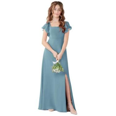 Imagem de Vestido de dama de honra Jirocum Empire Waist Long Moody Blue Girl