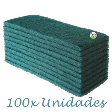 Imagem de Fibra Verde Multiuso Limpeza Uso Geral 10 cm x 23 cm - Kit 100 Unidades  Para Uso Azulejos,/ Pisos / Corrimãos / Panelas